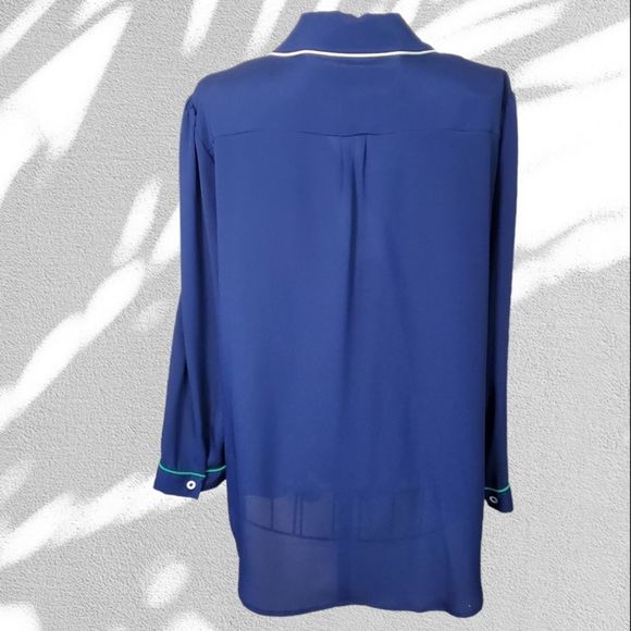 Blue Loungewear Style Shirt with 3/4 Sleeves - Picture 4 of 4